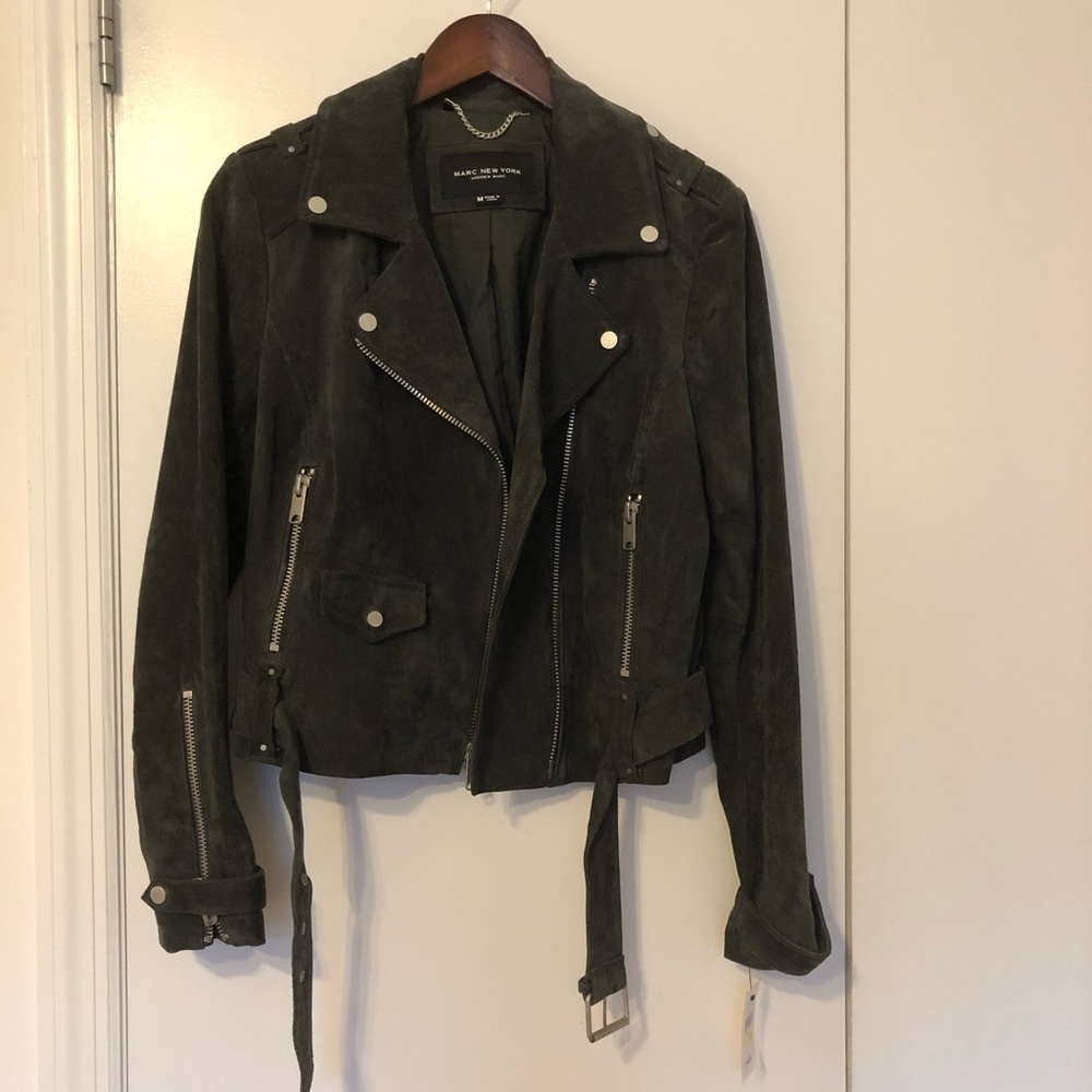 Slate Gray Suede Moto Jacket